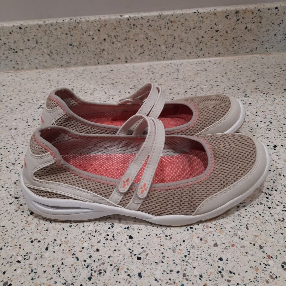 LL Bean Strappy Mary Janes Women's Sz 8.5 (260976) Beige/orange lightweight